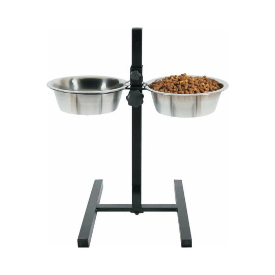 Adjustable Stand with 2 Stainless Steel Dog Bowls