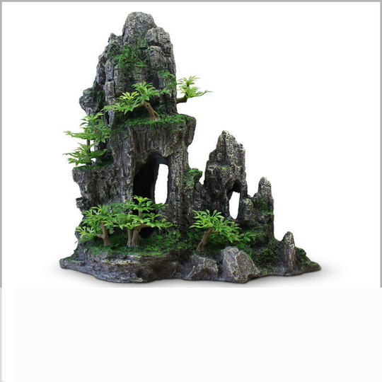 Moss Rock Sand Fountain with 1 Way Aquarium Decoration