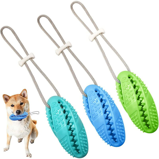 Dog Toothbrush 3 Pack Dog Chew Toy Treat Dispenser Non-Toxic Bite Resistant Dog Toothbrush for Small Medium Dogs