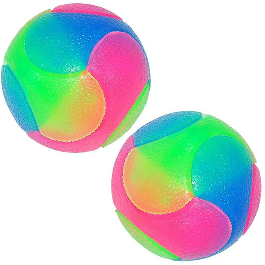2pcs Light Up Dog Balls Flashing Elastic Ball Glow In The Dark Interactive Pet Toys