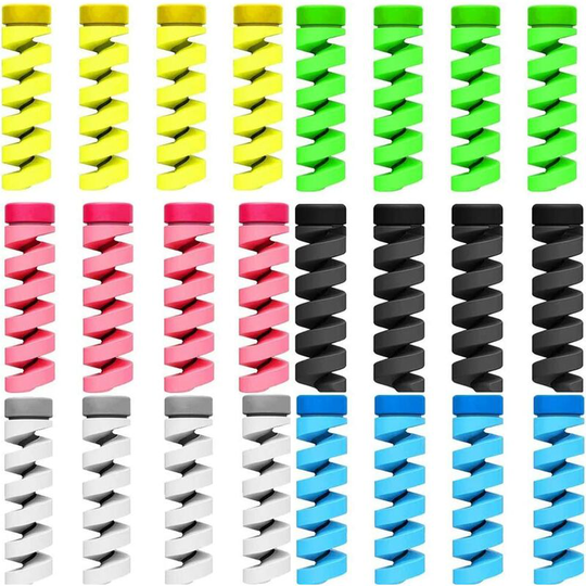 24pcs cable protector Multicolored cable protector Soft silicone mouse cord protector for mobile phone data lines 6 colors