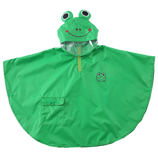 Unisex Baby Kid's Lightweight Waterproof Coat Bats Rain Cape/Poncho with Hood 6-8years(Green Frog)