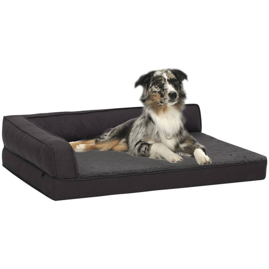 Ergonomic Dog Bed Mattress 75x53 cm Linen Look Fleece Black