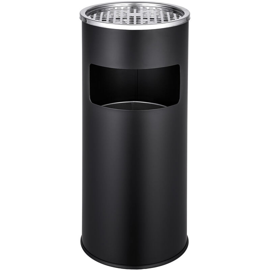 Tectake - Ashtray with bin - outdoor ashtray, garden ashtray, outside ashtray - black - black