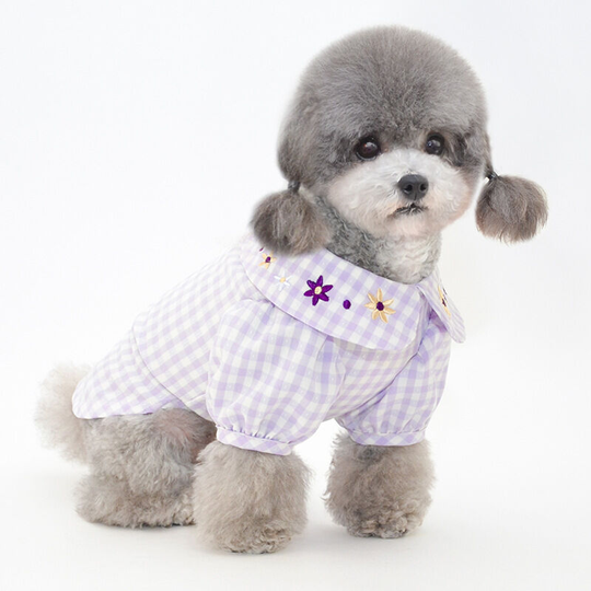Pet two-legged clothes Teddy Boomerang vip clothes pet clothes puppy clothes dog two-legged clothes bottoming clothes collar embroidered plaid