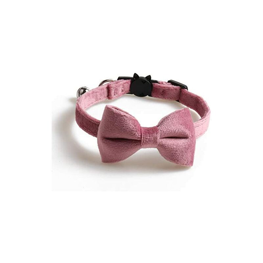 Echoo - Cat Collar Breakaway with Bell and Bow Tie, Adjustable Safety Kitty Kitten Puppy Collars(6.8''-10.8'')(2PCS,Flannelette red+purple)