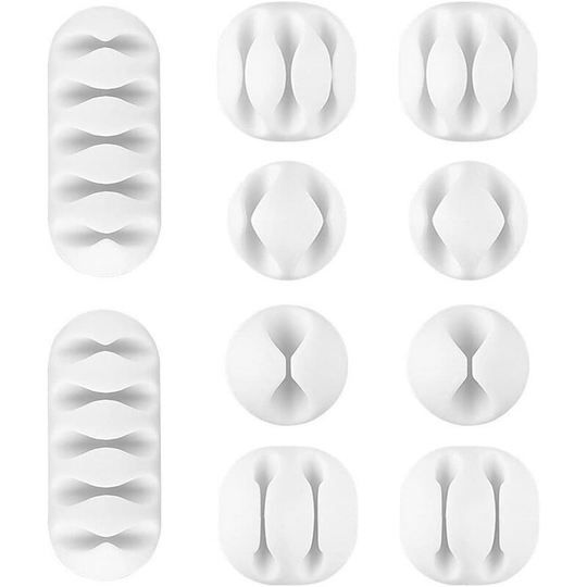 10 Pack Cable Ties - Cable Management System Desktop Cable Holder for Computer or Mouse Cable, White
