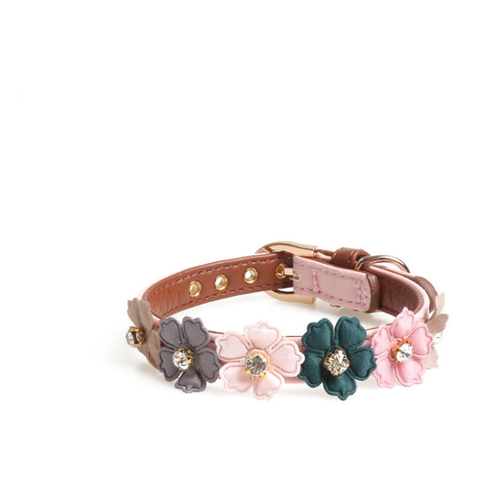 Classic Bow Tie Dog Collars, Pet Collar with Flower Diamonds Design Fashion Dog Cat Collar, for (Pink, 1.3 * 34cm)