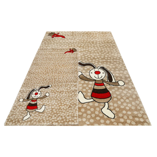 Rainbow Rabbit Woven Beige Rug