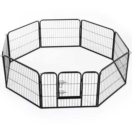 Pet Cage Guinea Dog Pig Puppy Playpen Play House Steel Hutch Metel Black - black - Pawhut