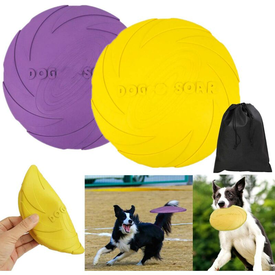 Dksfjkl - 2pcs Flying Saucer Dog Toy, Rubber Flying Saucer, Outdoor Dog Training Throwing Disc (Yellow + Purple, 18cm)