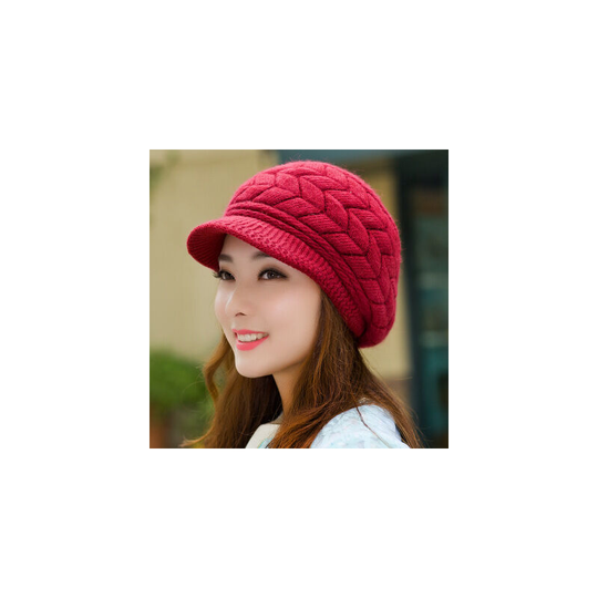 Lady rabbit hair hat hat winter knit hat lady warm hat (Newest red)
