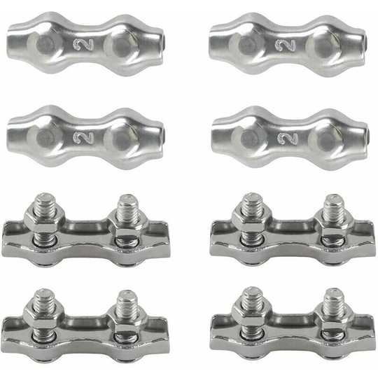 M3 Duplex Clips 304 Stainless Steel Cable Ties Duplex Wire Rope Clips for Wire Rope Clotheslines Sun Sails Hanging Patio Fixed 8pcs Suitable for 3mm
