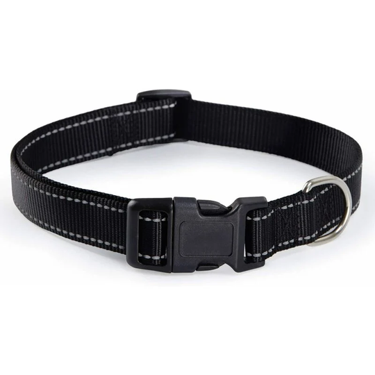 Adjustable Dog Collar, Classic Nylon Reflective Padded Collar for Small/Medium/Large Dogs (Black s Length 40 x Width 1.5cm)