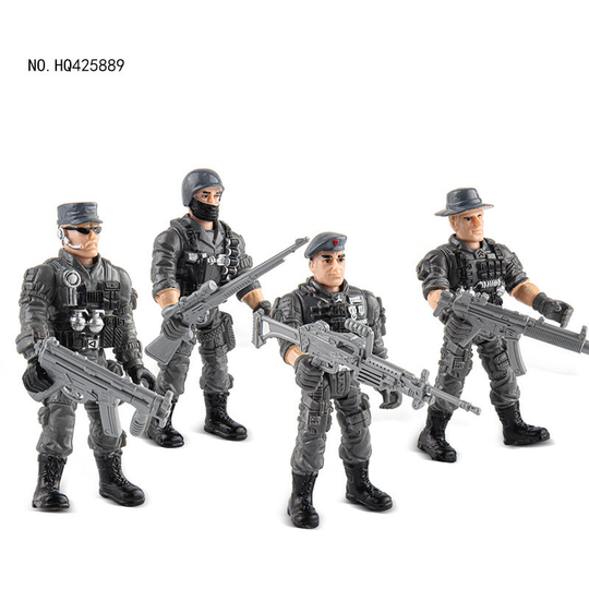 4pcs Marine Corps Large Soldier Toy Simulation Model Small Soldier Military Figure Model Toys For Children Gray