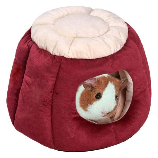 Litzee - Warm Guinea Pig Bed Trunk-Shape Rabbit House Bedding Soft Nest Small Animal Cave Hideout for Small Animals Bunny Cat