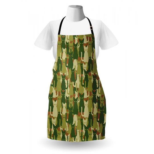 Kitten Silhouette Protective Cat Theme in Jungle Apron