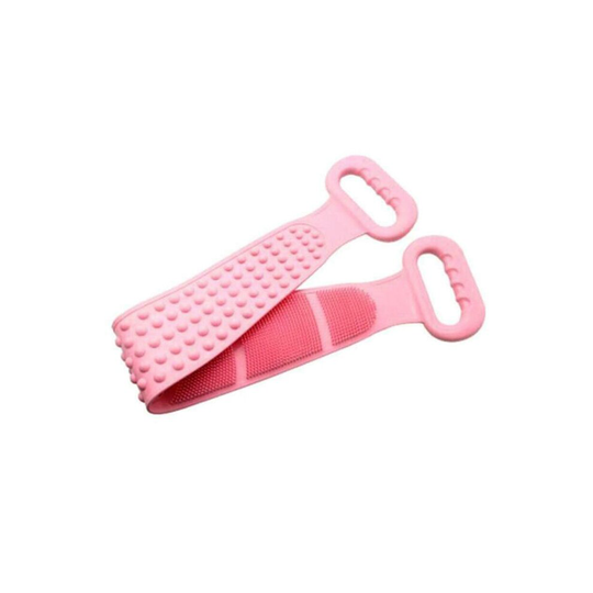 (Pink) Silicone Back Scrubber Belt Soft Body Massage Cleaning Exfoliating Bath Brush