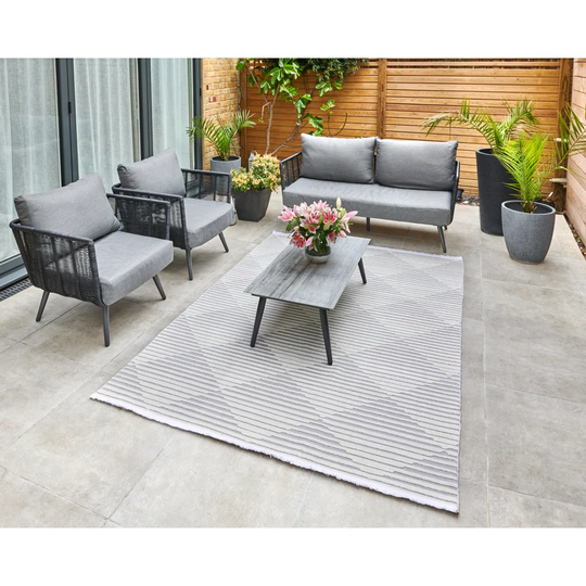 Powderly Machine Woven Silver Rug