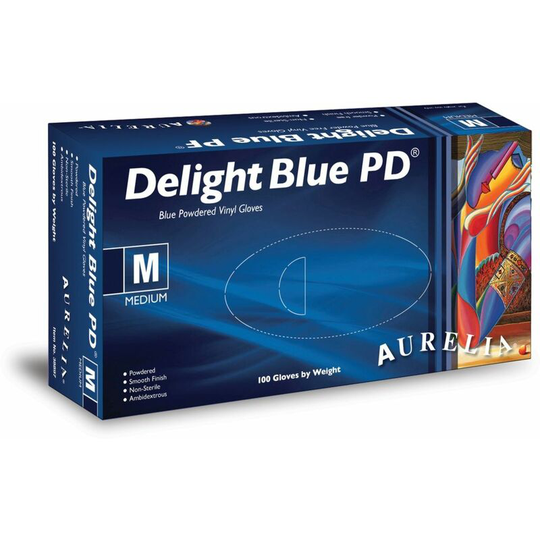 Vinyl Powdered Disposable Blue Gloves XLarge - Pack 100 - 38899 - Aurelia