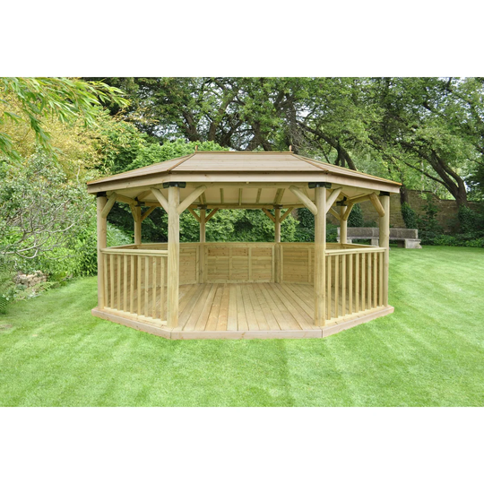 5.3m x 3.8m Wooden Gazebo with Timber Roof