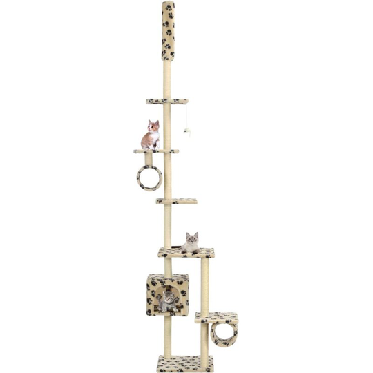 Cat Tree with Sisal Scratching Posts 260 cm Beige Paw Prints - Beige