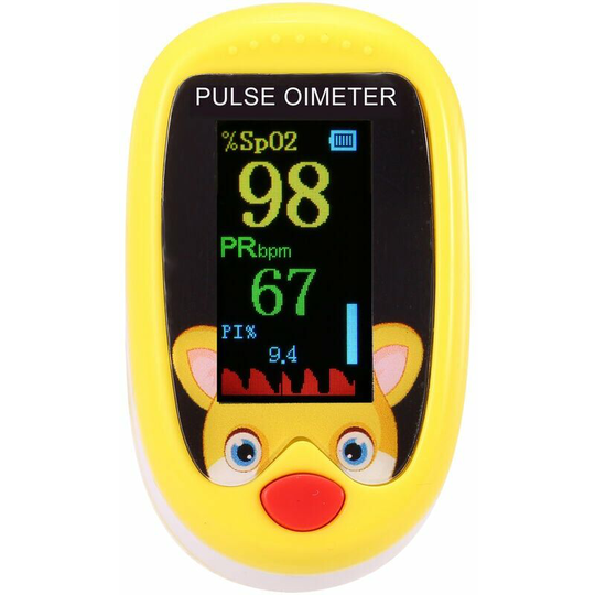 Children's Pulse Oximeter Fingertrip Mini SpO2 Monitor Oxygen Saturation Monitor Heart Rate Monitor Meter 5s Fast Reading, Yellow