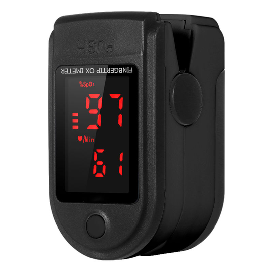 Fingertip Pulse Oximeter LED Display Blood Oxygen Saturation & Heart Rate Monitor Fingertip SpO2 Measurement Meter with Lanyard,Black - Black