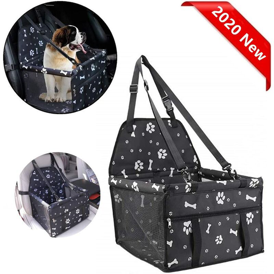 Bearsu - Dog Car Seat Cover Car Seat Protector Cover with Breathable Waterproof Safety Leash for Travel with Puppy Small Dog Cat (Bones)
