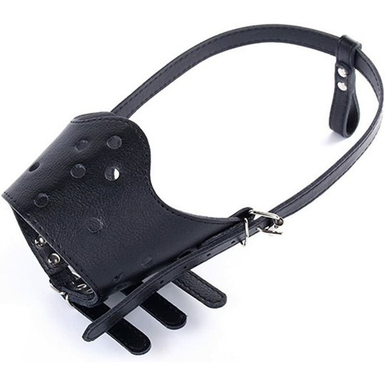 Muzzle for Dogs Anti Bark Muzzle for Small Large Dogs Adjustable Leather Dog Muzzle-Code M-Black