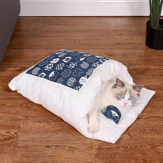 Pet Cat Dog Sleeping Bed Winter Washable Removable Anti-Slip & Super Warm Pet Cave with Zipper Ultra Soft & Comfort Cat Bag with a Pillow, Style a