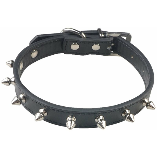Adjustable Pet Dog Collar, Single Row Bite Proof Rivet Cat and Dog Collar Round Head Nails pu Chain for Cats Puppy Dogs