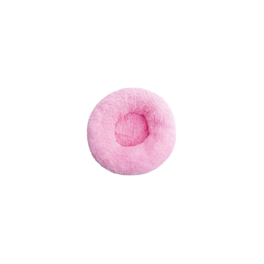 (Pink, Diameter 50CM) Pet bed dog cat plush warm pet bed washable fluffy mat donut pet mat