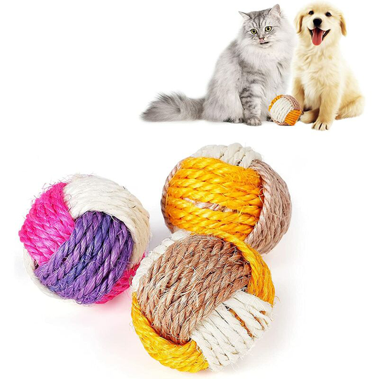 Sisal Ball Cat 3 Pcs Interactive Sisal Ball Cat Toys Sisal Ball Kitten Toys Interactive Pet Cats Toy Balls Eco-co.ukiendly Kitten Balls (Random