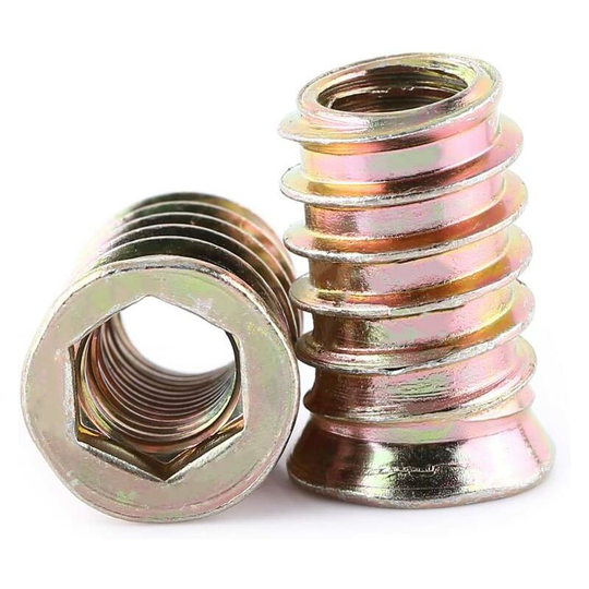Pack of 20 Pcs M6/M8/M10 Furniture Nuts Zinc Alloy Furniture Hex Drive Nut Threaded Insert Wood Insert Nuts Assortment (M10*25mm)