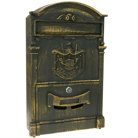 Primematik - Vintage letter mail post box mailbox letterbox antique metallic oxide color for wallmount