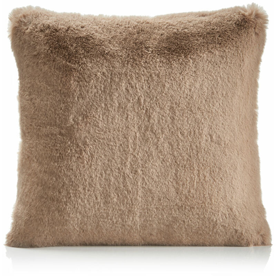 Faux Rabbit Fur Plush Cushion Cover, Mink, 55 x 55 Cm - Alan Symonds