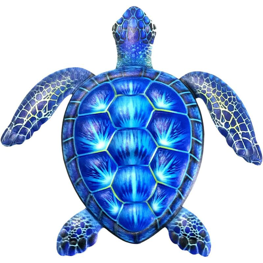 Metal Turtle Wall Decor Turtle Wall Art for Home Bedroom Living Room Office Garden Fences Aquarium Ocean Wall Decor, Blue