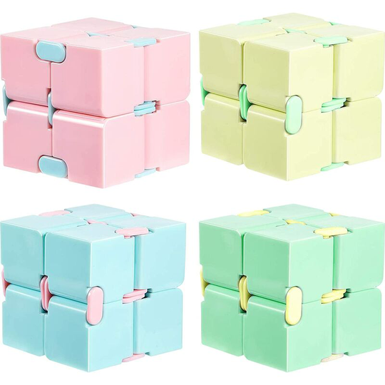 Briday - 4 Pieces Infinity Cube Toy, 1.57 x 1.57 x 1.57 Inch Flip Cube Handheld Stress Relief Fidget Toy Mini abs Infinity Cube Stress Relieving