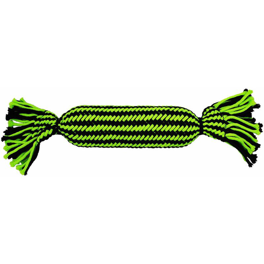 Knot-N-Chew Tube Squeaker Rope - Large/Xlarge Green/Black - Jolly Pets