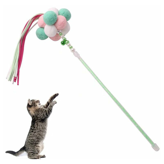 Pet Toy Toy For Cat Cat Stick Fairtic Tale Funny Cat Stick Toy For Cat Tassel Bell Feather Funny Cat Stick Big (Light Green Pink