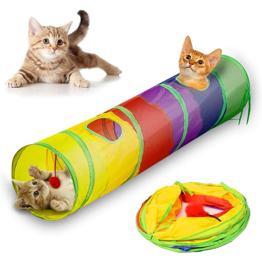 Cat Tunnel, Andike Pet Tunnel Tube Folding Toy Interior Outdoor Toys for Puzzle Exercise Hide Training And Running With Fun Ball