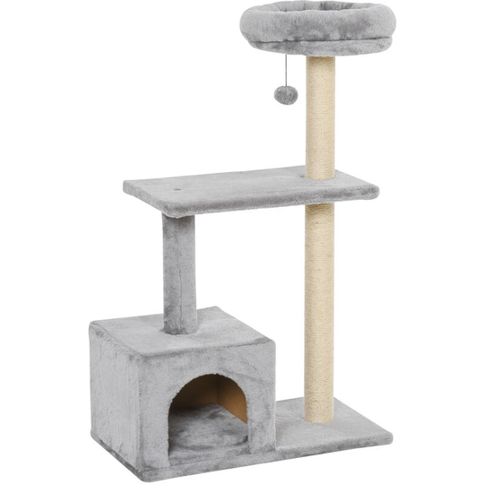 Cat Tree for Indoor Cats Kitten Tower w/ Scratching Posts Bed House Grey - Grey - Pawhut