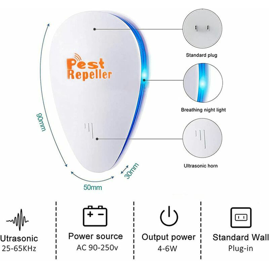 Kartokner - Rats Rodents MosquitoesInsect Repellent Electronic Plug-In Indoor6 Ultrasonic Insect Repellent For Pest Control Of Bugs Insects