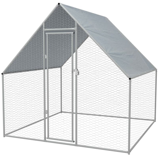 Hommoo - Outdoor Chicken Cage Galvanised Steel 2x2x2 m VD07051