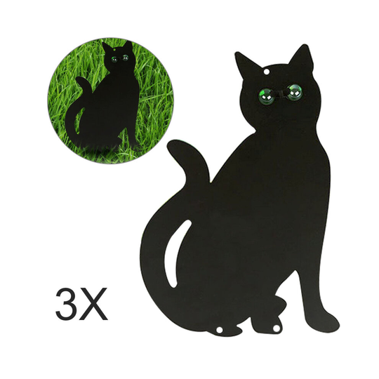 3x Black Scare Cats Scarer Repeller Rodent Cat Deterrant Metal Cat