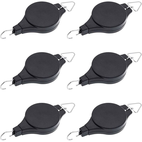 6 Pack Plant Pulley Retractable Hanger, Easy Reach Plant Pulley Adjustable Height Wheel