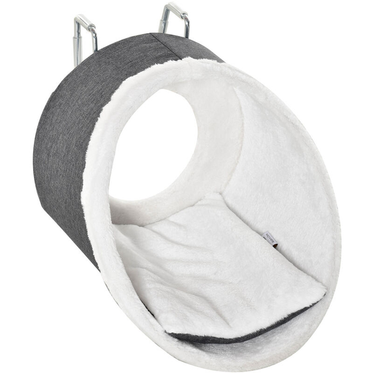 Pawhut - Windowsill Mounted Cat Perch Hanging Kitten House with Removable Flannel - Grey