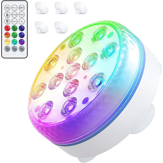 Hot Tub Lights, Submersible LED Lights with RF Remote, IP68 Waterproof Underwater Pool Light with 13 LED Beads, 16 Colors Bath Spa Lights with