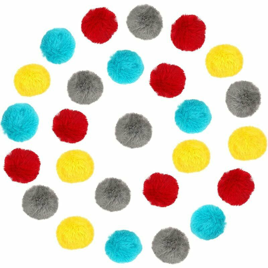 24pcs 5cm Catnip Furry Cat Toy Ball Soft Ball Pom Pom Kitten Hunting Quiet Game Different Colors